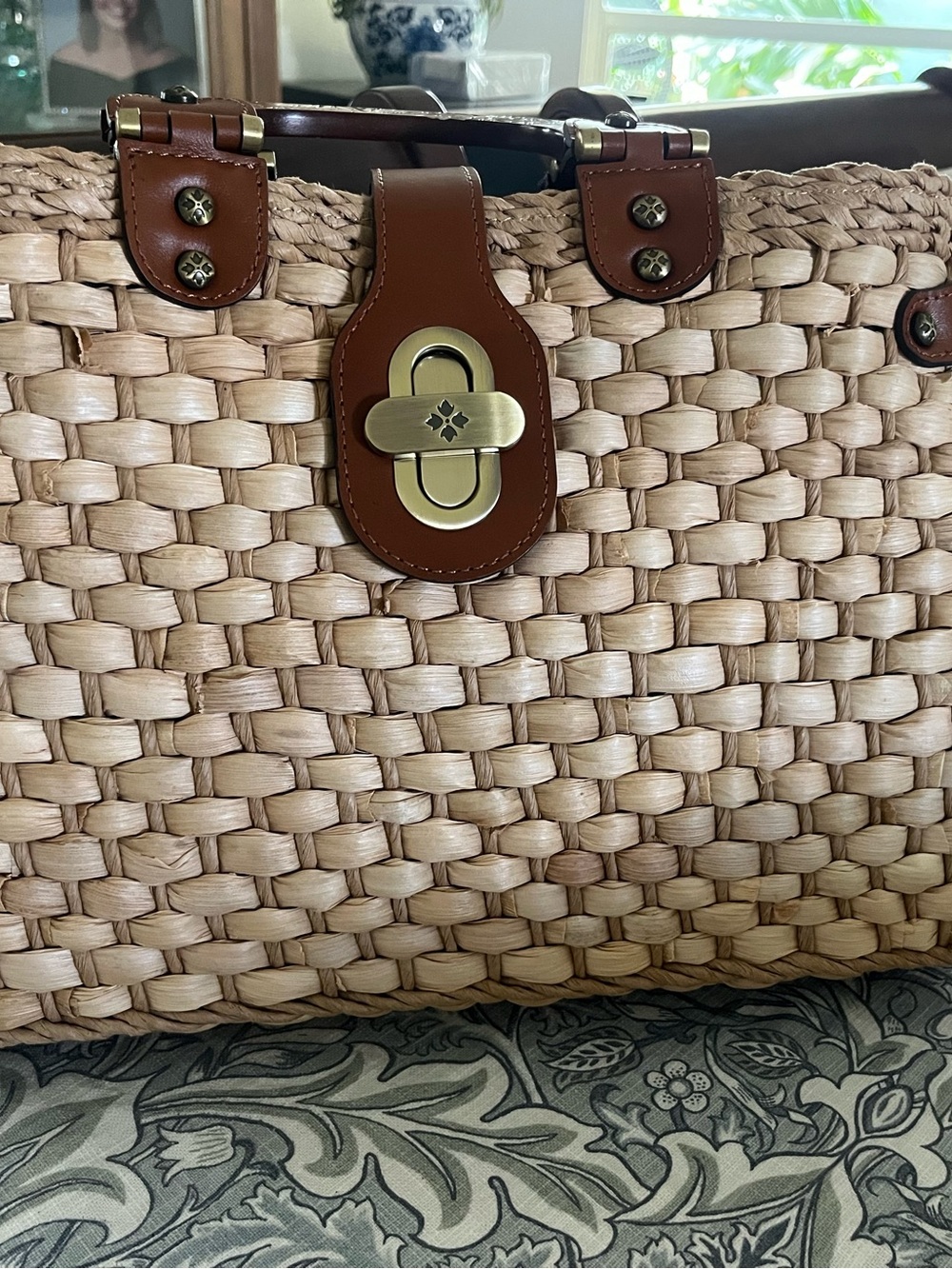 Patricia Nash Tan Leather-Trimmed Woven Tote “Sancia” - Picture 4 of 8